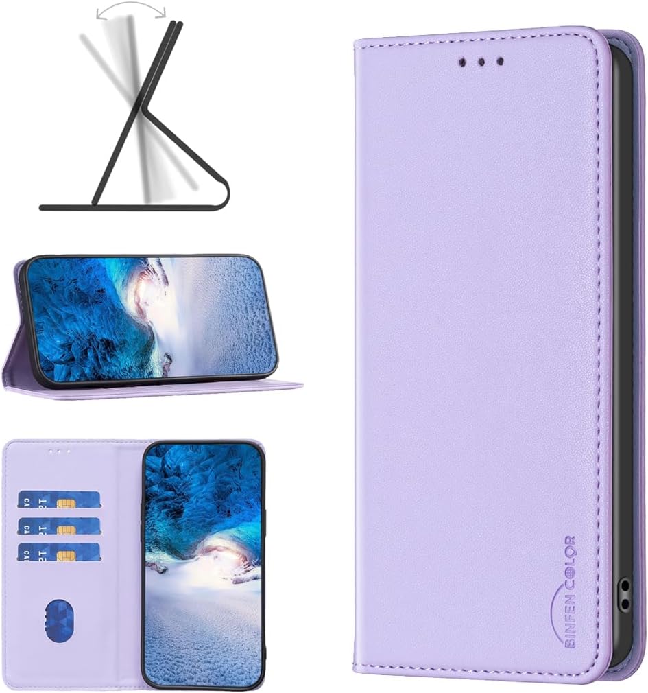Leather Phone Case for iPhone 16E, Magnetic Leather Wallet Case, Flip Stand Shockproof Protection Gold