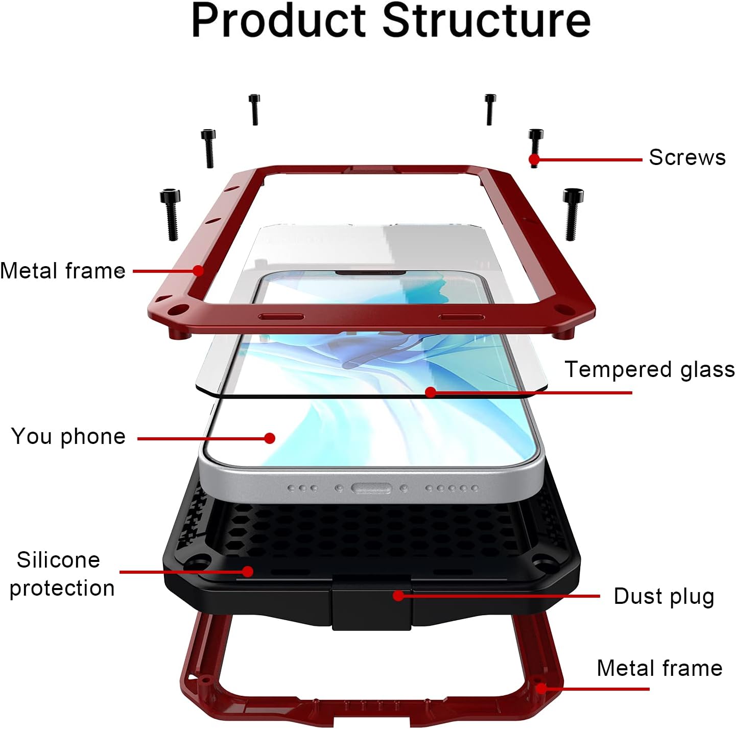 For iPhone 13 Pro max Phone Case, 360° Waterproof and Shockproof Hard Shell Metal Military Heavy Duty Rugged Case for iPhone 13 Pro max Silver