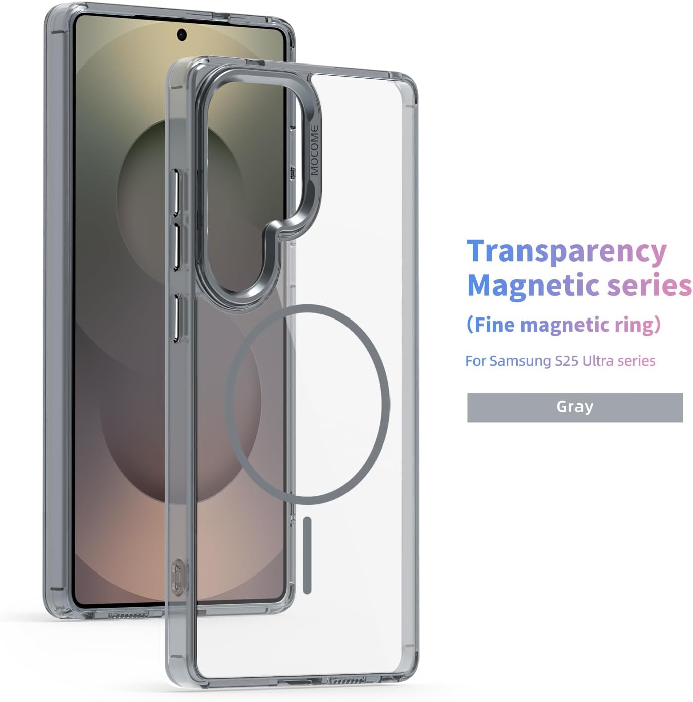 iTape Magnetic transparent phone case for Samsung Galaxy S25 Ultra, supports wireless charging, military-grade drop-proof, Car magnetic bracket 2 in 1 magnetic card holder