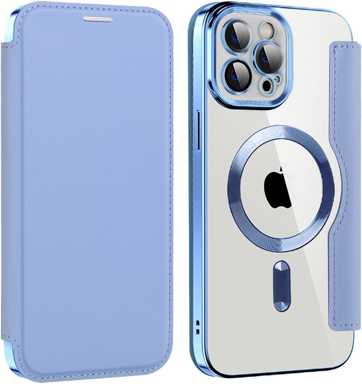 Wallet phone case suitable for iPhone 11 Pro max with [Credit Card Holder][RFID Blocking], compatible with magnetic wireless charging Blue