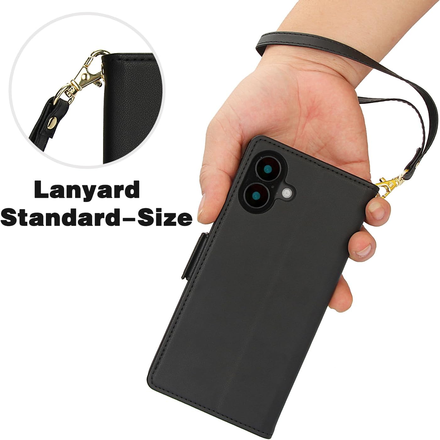 Printed Wallet Phone Case for iPhone 16 Plus, RFID (Anti-Theft), Wallet Flip Stand with Wrist Strap for iPhone 16 Plus Rose Gold