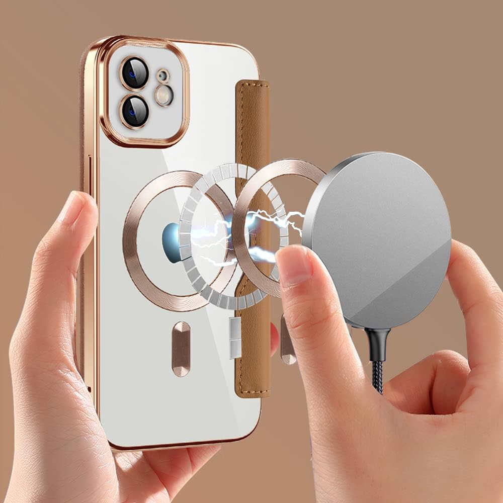 Wallet phone case suitable for iPhone 11 with [Credit Card Holder][RFID Blocking], compatible with magnetic wireless charging Green
