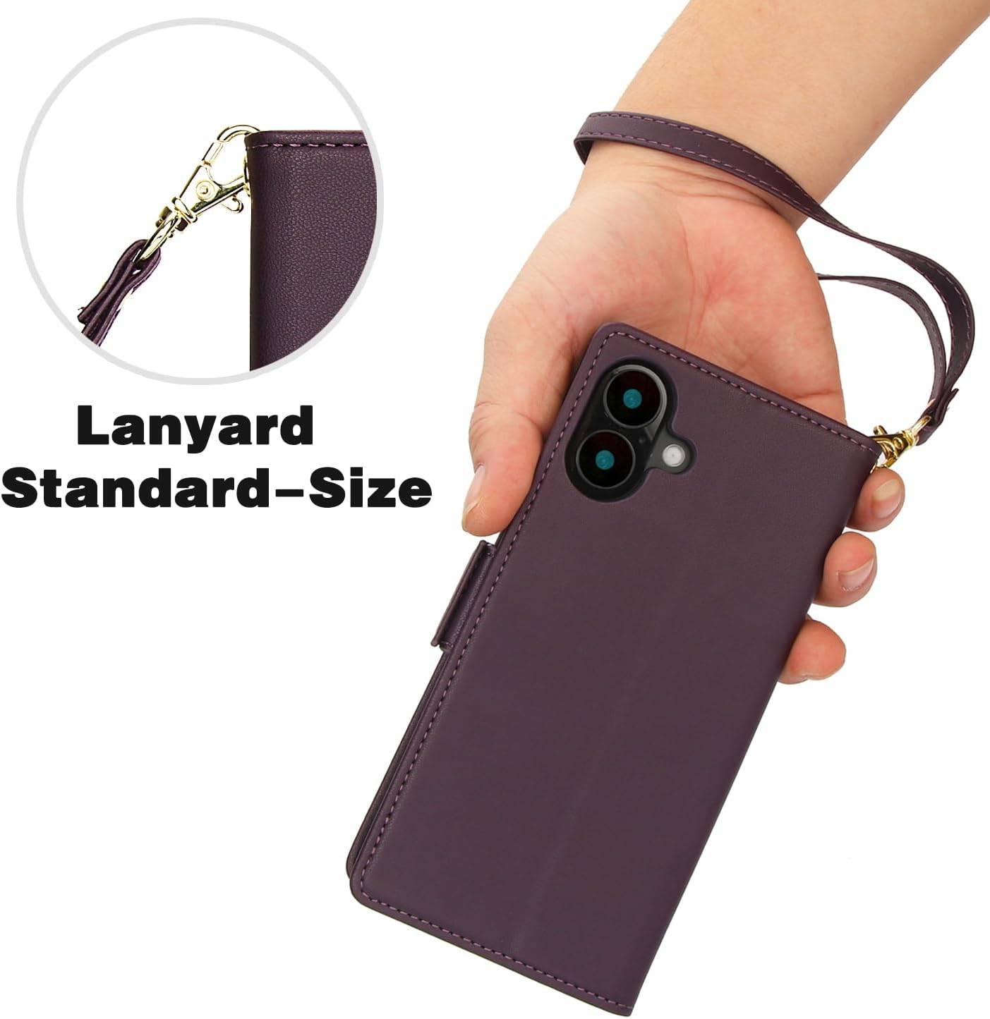 Printed Wallet Phone Case for iPhone 16 Plus, RFID (Anti-Theft), Wallet Flip Stand with Wrist Strap for iPhone 16 Plus Rose Gold
