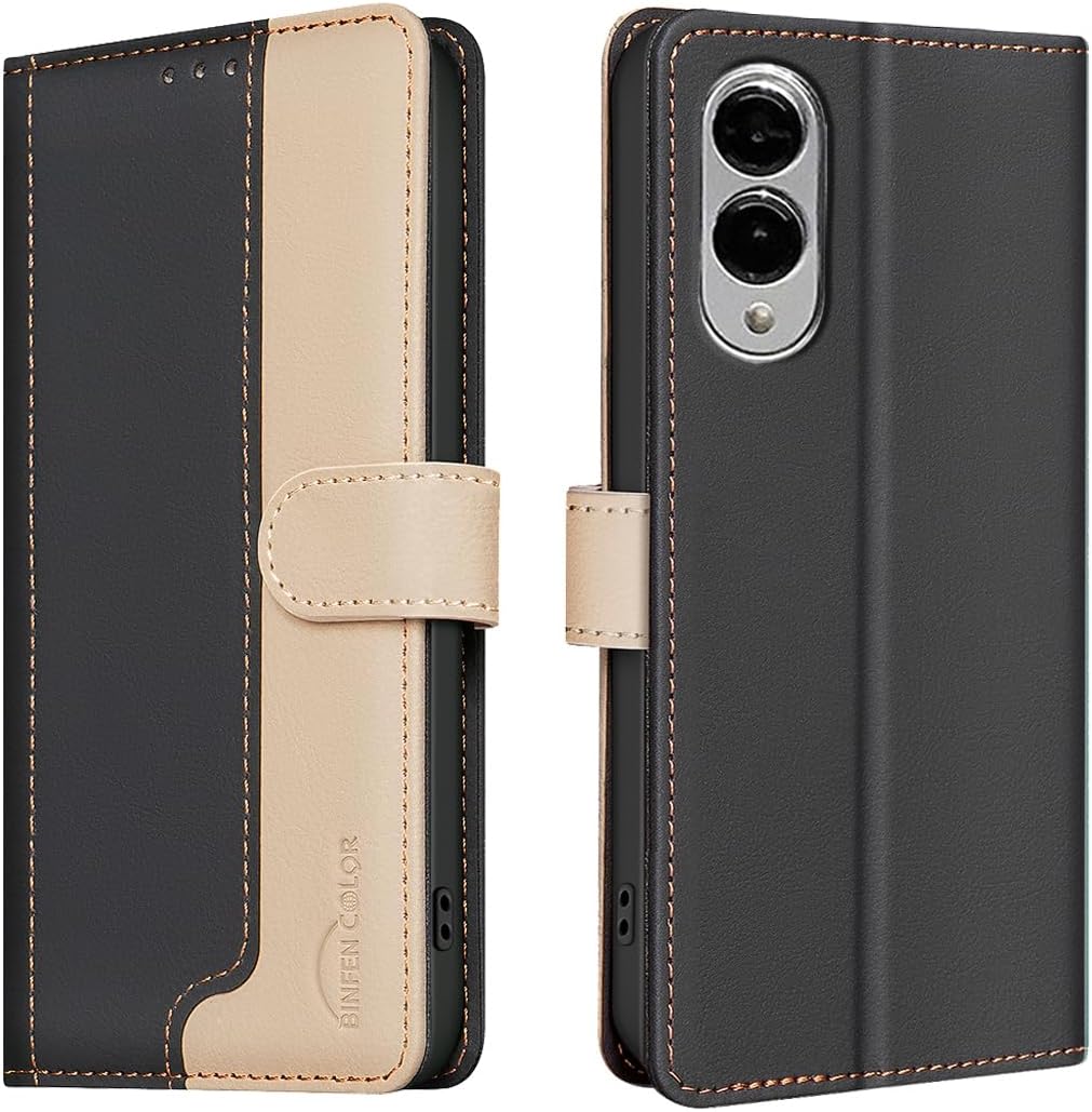 iTape Colorblock Wallet Phone Case for Samsung Galaxy S25 Edge, Wallet Phone Case (RFID Anti-theft Swipe) Flip Stand, Credit Card Slot Wallet Blue