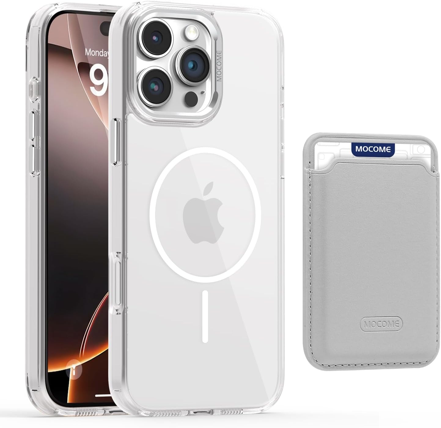 Magnetic transparent phone case for iPhone 16 Pro max, supports wireless charging, military-grade drop-proof, compatible with iPhone 16 Pro max Car magnetic bracket 2 in 1 magnetic card holder