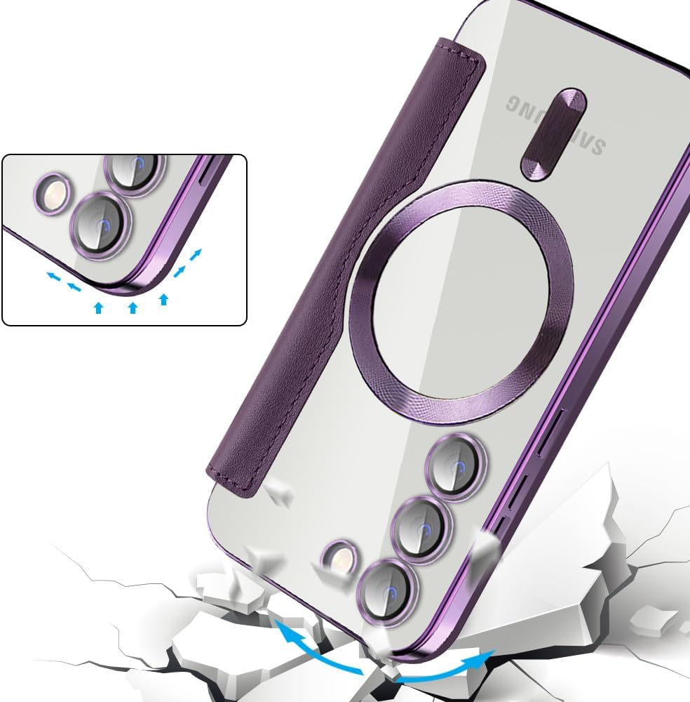 iTape Wallet phone case suitable for Samsung Galaxy S23 with [Credit Card Holder][RFID Blocking], compatible with magnetic wireless charging Green
