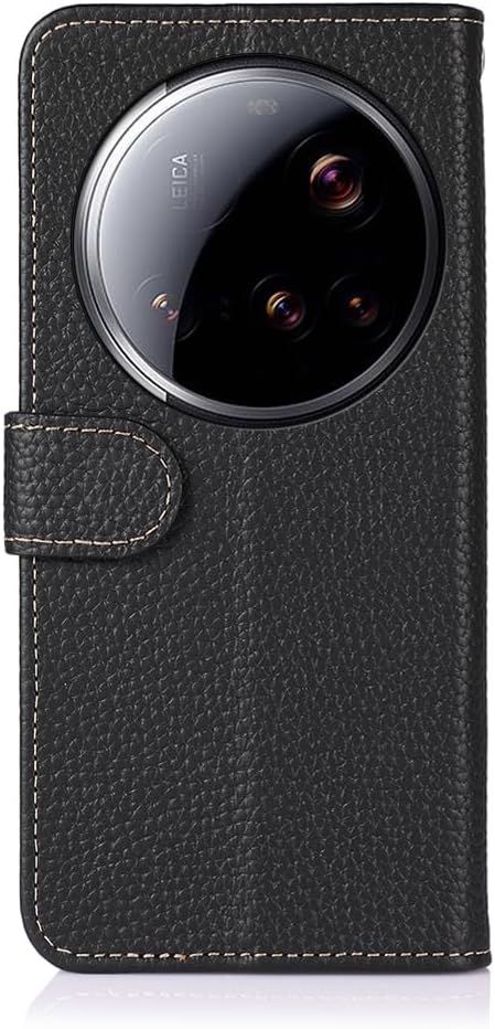 iTape Genuine leather pebbled phone case for Xiaomi 15 Ultra, cowhide RFID anti-theft brush phone case with card slot and shockproof flip cover Blue