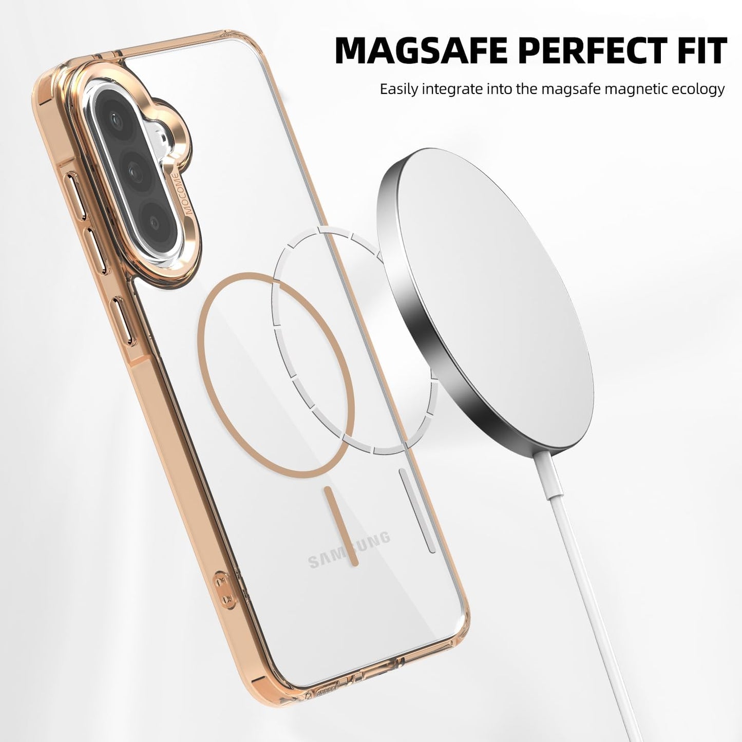iTape Magnetic transparent phone case for Samsung Galaxy A36, supports wireless charging, military-grade drop-proof, compatible with Samsung Galaxy A36 Car magnetic bracket