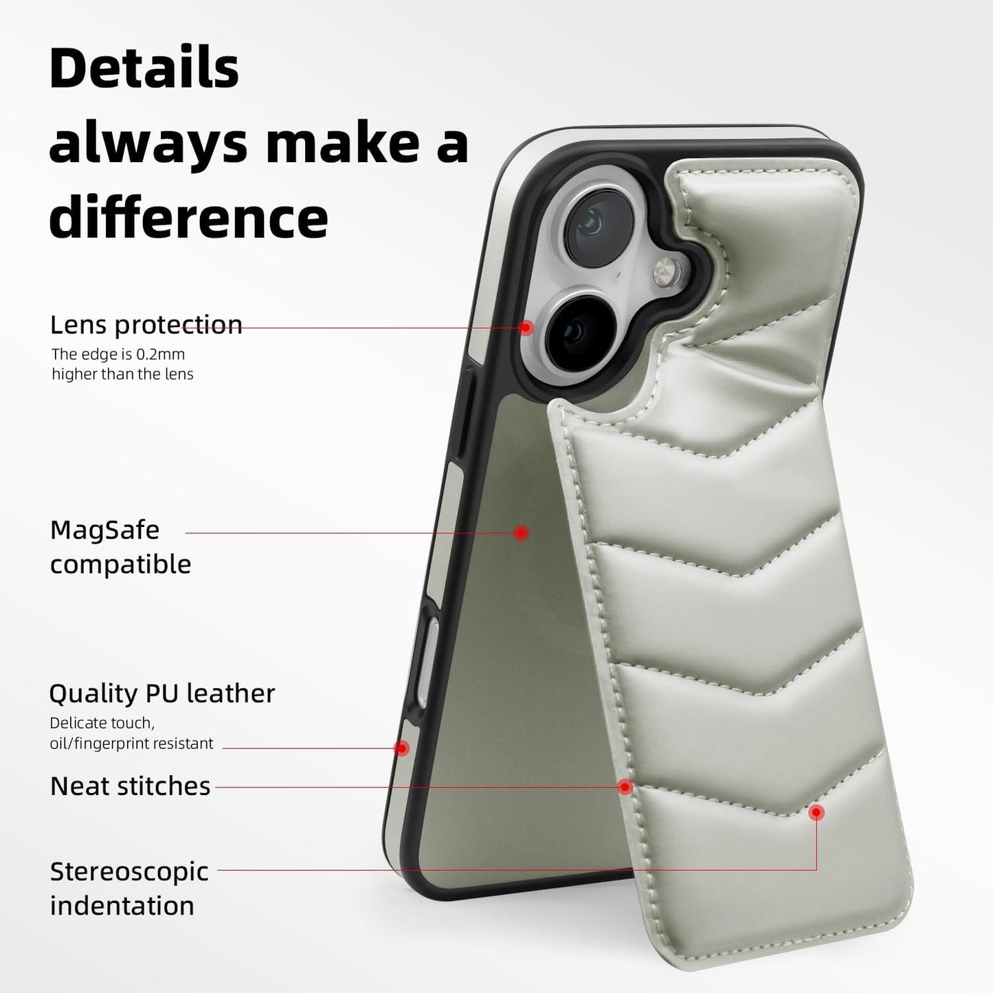 Lycra Down Phone Case for iPhone 16 Plus with [Credit Card Holder] [RFID] Invisible Flip Holder, Magnetic car mount, waterproof and drop-proof, comfortable to hold Green