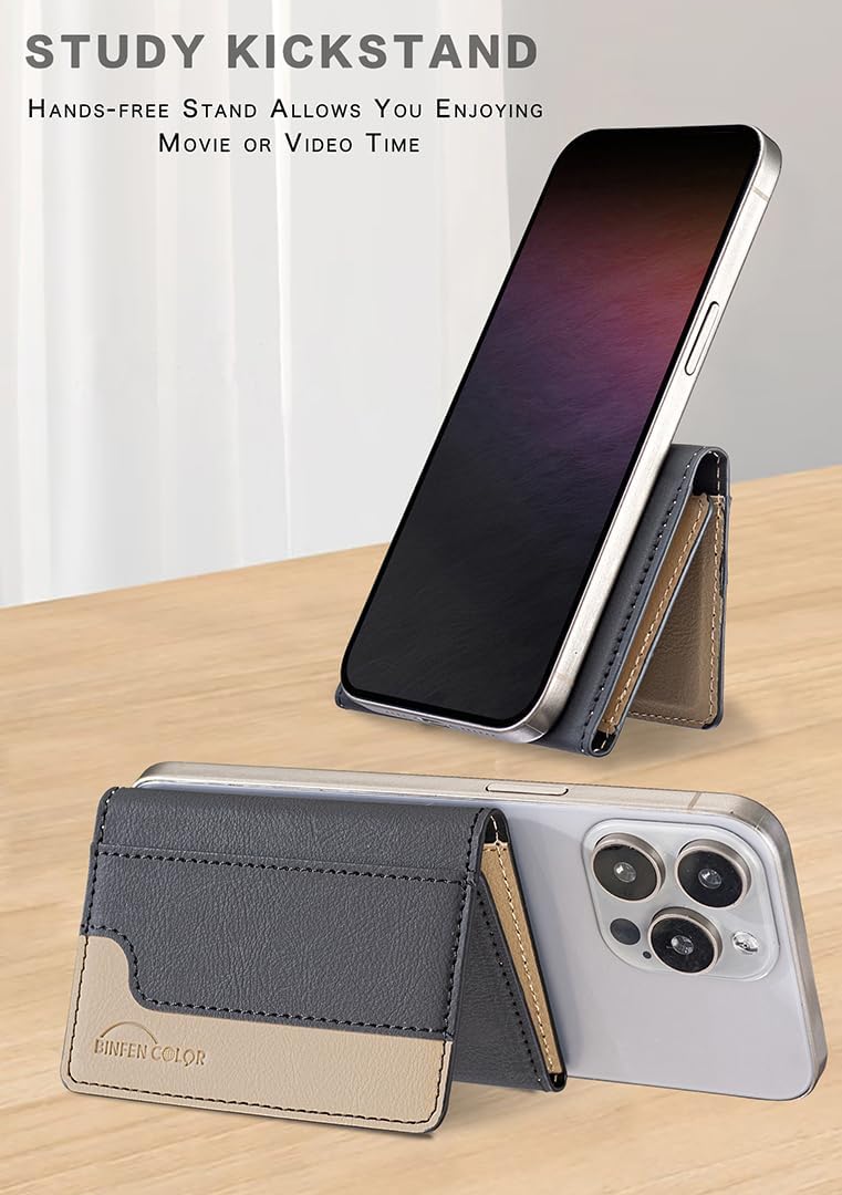 iTape Leather Magnetic Phone Wallet Compatible with Various Phone Models Android and iOS, Colorblock Horizontal Magnetic Card Holder Ultra-thin Wallet Card Holder Flip Stand Green