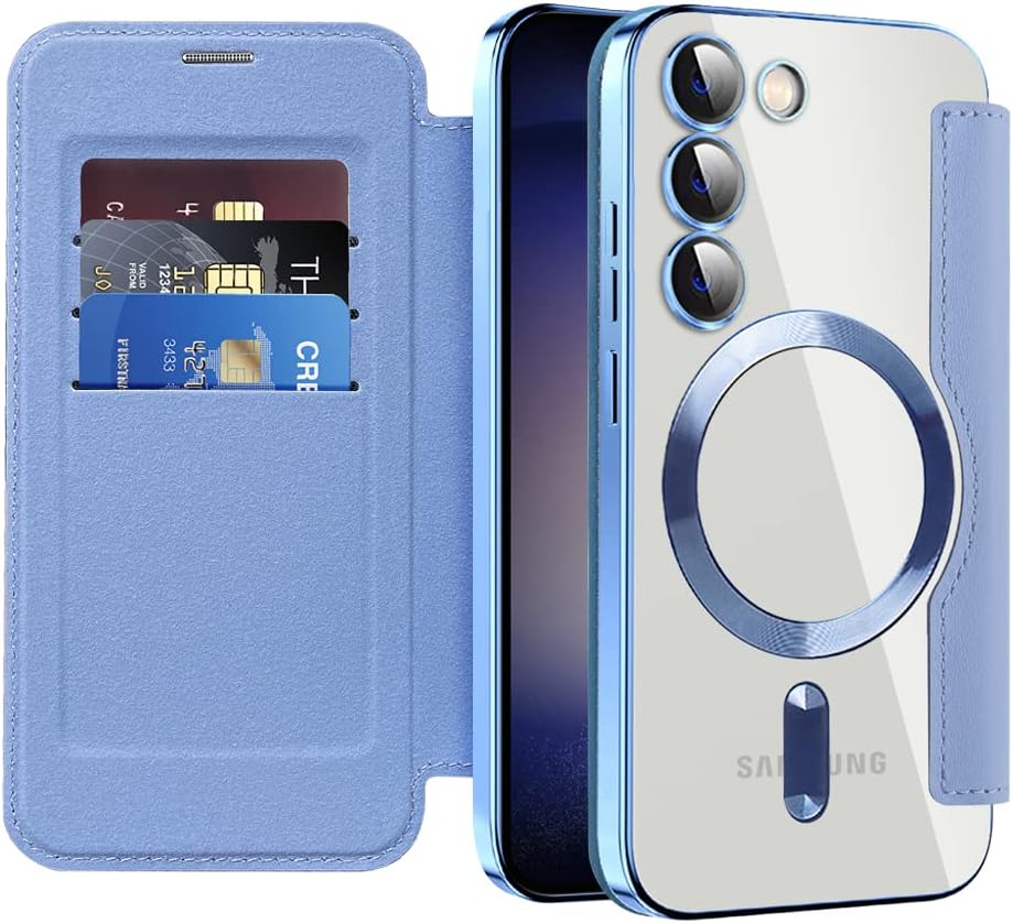 iTape Wallet phone case suitable for Samsung Galaxy S23 with [Credit Card Holder][RFID Blocking], compatible with magnetic wireless charging Green