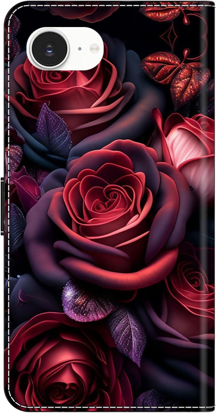 Graffiti wallet phone case for iPhone 16E, shockproof phone case, card slot wallet, flip stand phone case Mandala animal feather pattern