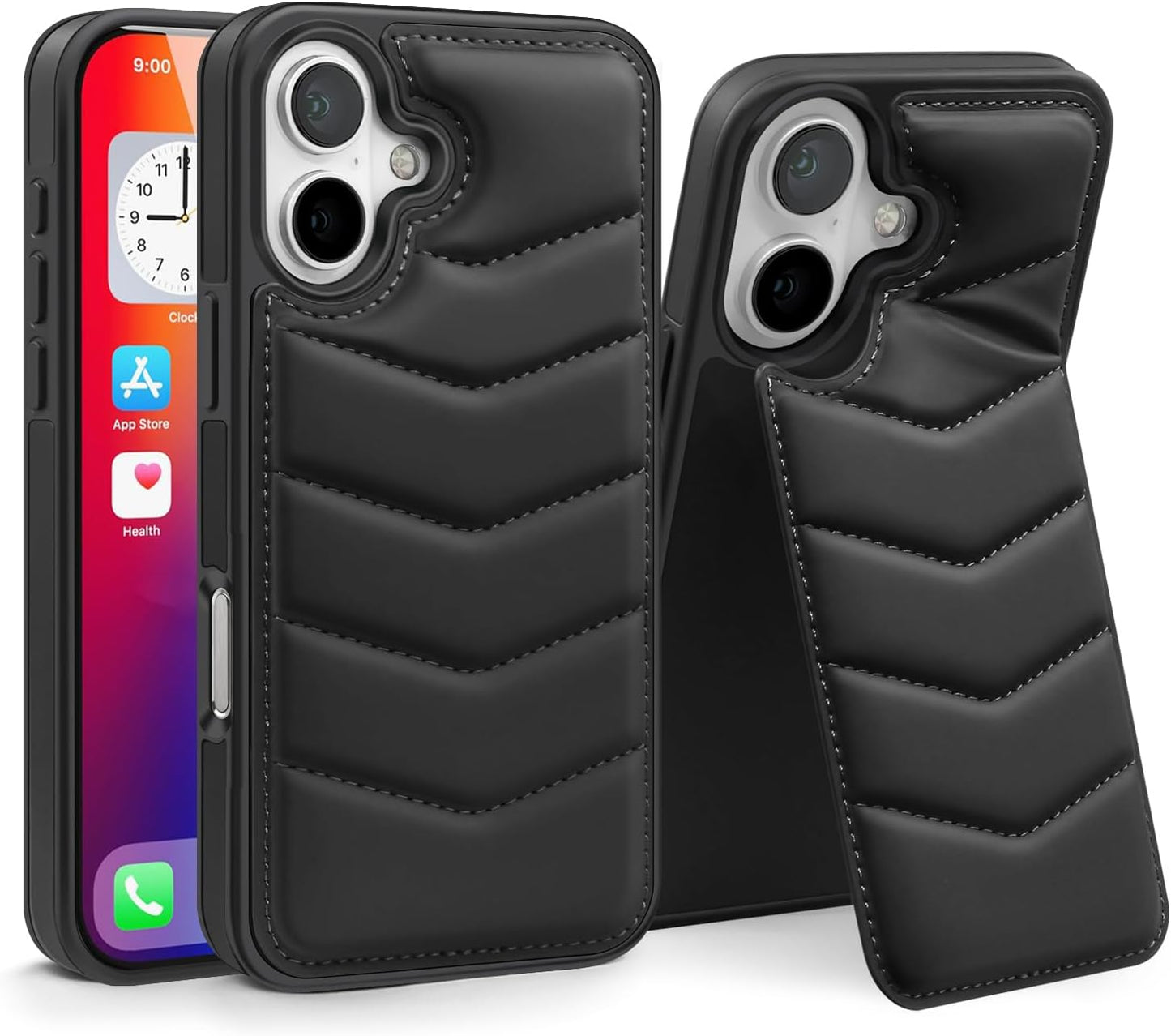 Lycra Down Phone Case for iPhone 16 Plus with [Credit Card Holder] [RFID] Invisible Flip Holder, Magnetic car mount, waterproof and drop-proof, comfortable to hold Green