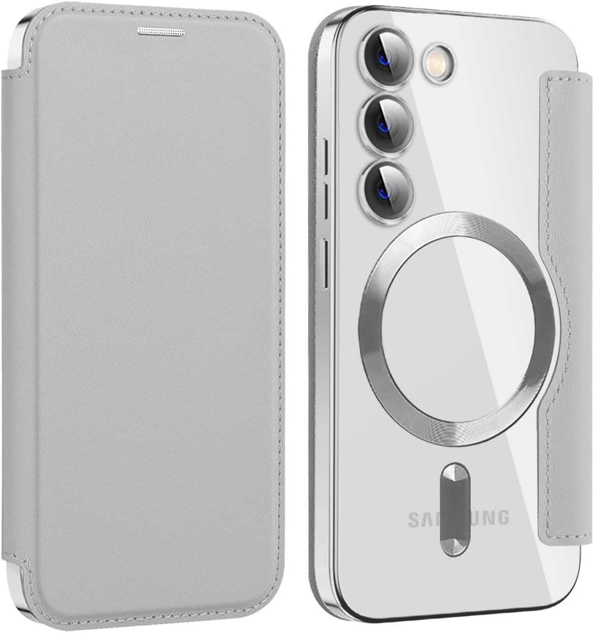 iTape Wallet phone case suitable for Samsung Galaxy S23 with [Credit Card Holder][RFID Blocking], compatible with magnetic wireless charging Green
