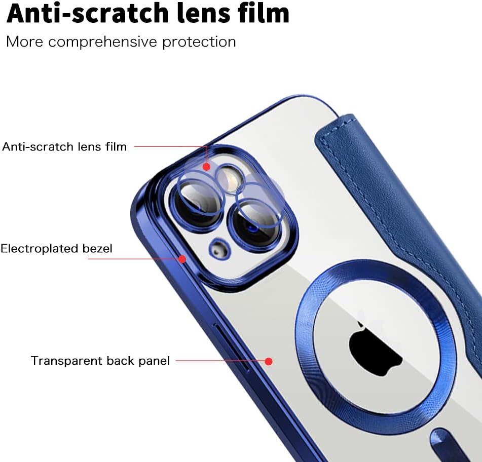 Wallet phone case suitable for iPhone 13 with [Credit Card Holder][RFID Blocking], compatible with magnetic wireless charging Green