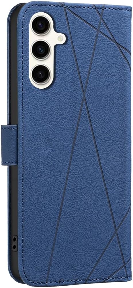 iTape Wallet phone case for Samsung Galaxy S25+, RFID anti-theft wallet, pressed edge leather case flip cover stand Blue
