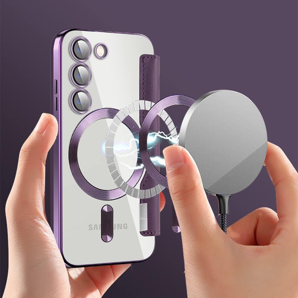 iTape Wallet phone case suitable for Samsung Galaxy S23 with [Credit Card Holder][RFID Blocking], compatible with magnetic wireless charging Green