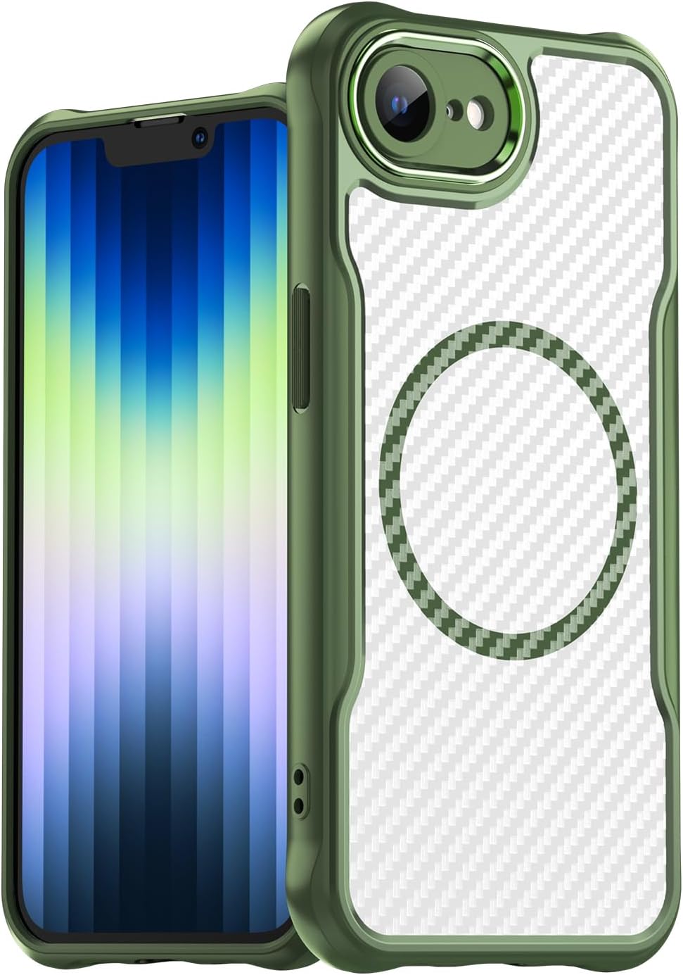 Magnetic carbon fibre case for iPhone 16E, support wireless charging, carbon fibre shockproof slim case Purple