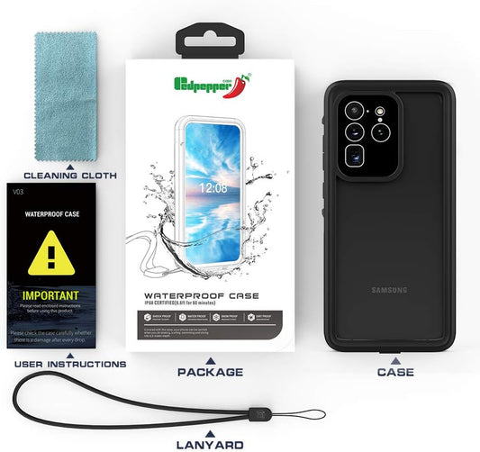 Samsung Galaxy S20 Ultra waterproof phone case, all-inclusive case, built-in screen protection 360° full body heavy duty shockproof IP68 underwater phone case for Galaxy S20 Ultra, free lanyard