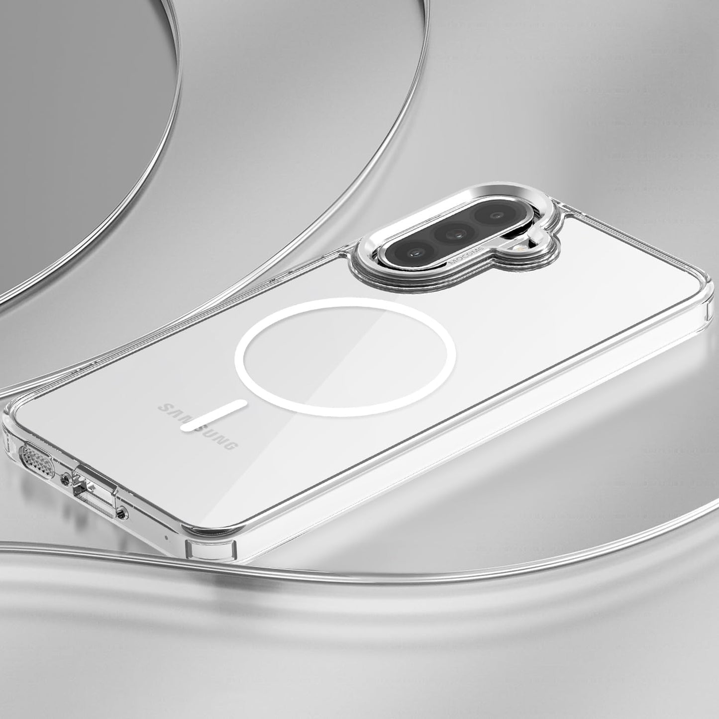 iTape Magnetic transparent phone case for Samsung Galaxy A36, supports wireless charging, military-grade drop-proof, compatible with Samsung Galaxy A36 Car magnetic bracket