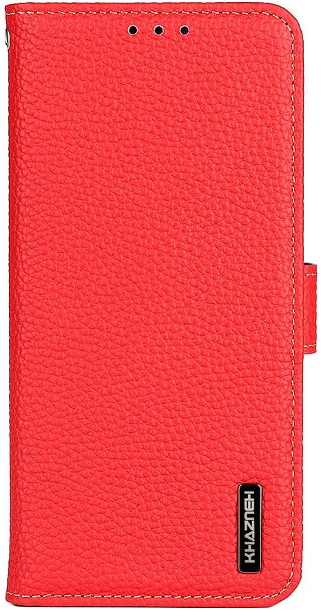 iTape Genuine leather pebbled phone case for Honor 400 Lite, cowhide RFID anti-theft brush phone case with card slot and shockproof flip cover Red