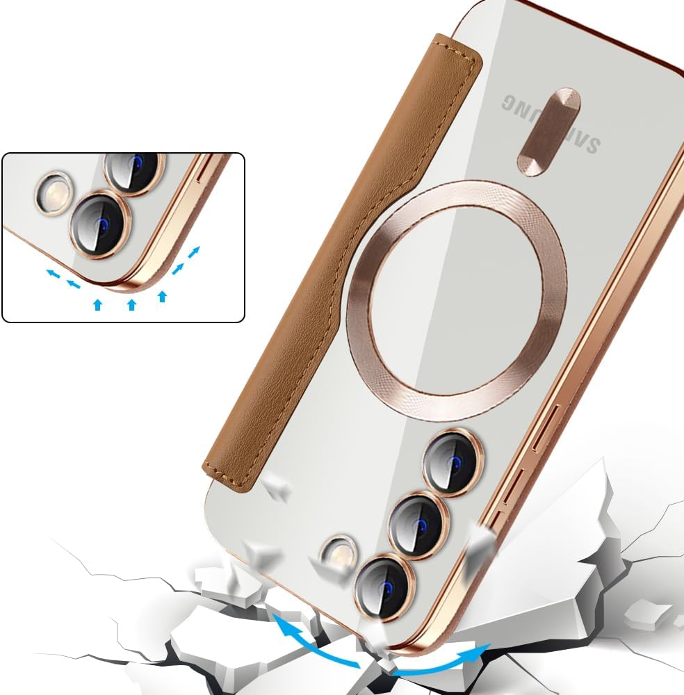 iTape Wallet phone case suitable for Samsung Galaxy S23 with [Credit Card Holder][RFID Blocking], compatible with magnetic wireless charging Green