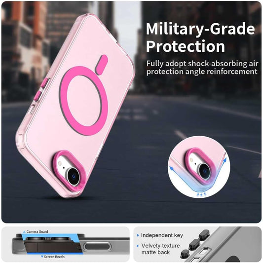 TPU magnetic candy color mobile phone case for iPhone 16E, supports wireless charging, four-corner airbag protection, military anti-fall mobile phone case Red
