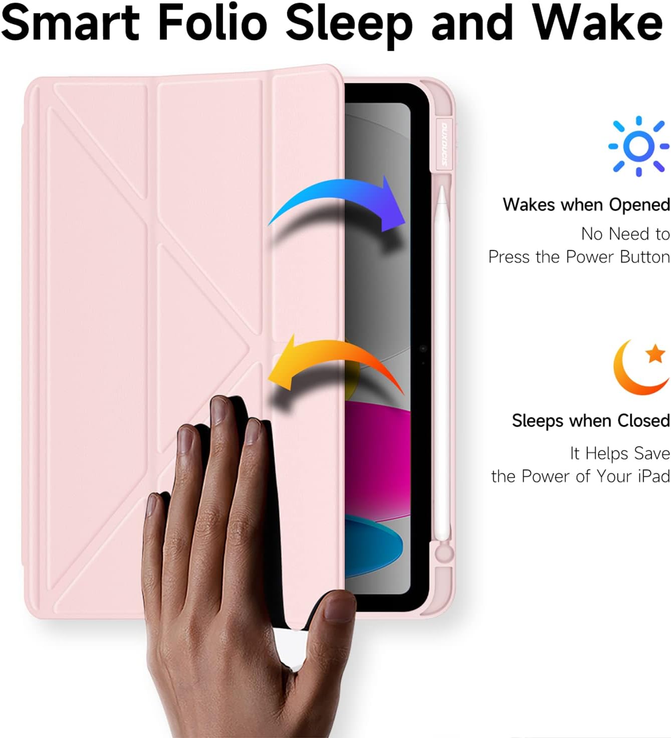 Magnetic protective case for Apple iPad Air 11 (2025), [Stand function] Ultra-thin smart case with automatic sleep wake function Pink