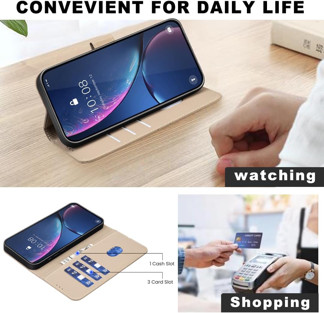 iTape Wallet phone case for Samsung Galaxy S23FE, RFID anti-theft wallet, pressed edge leather case flip cover stand Green
