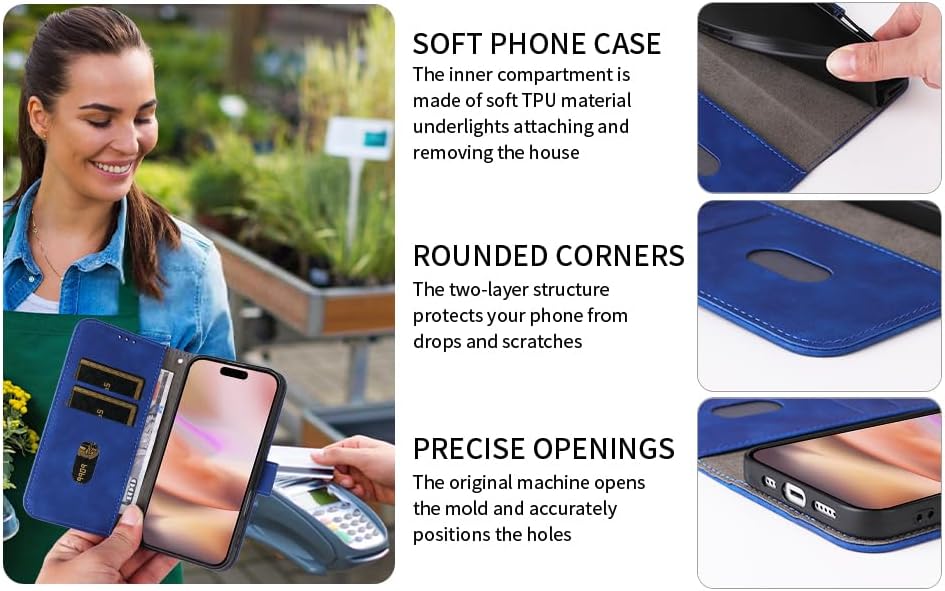 iTape Mobile phone case compatible with Samsung Galaxy S25 Edge. Soft touch flip holder credit card slot wallet phone case, shockproof and drop-proof Black