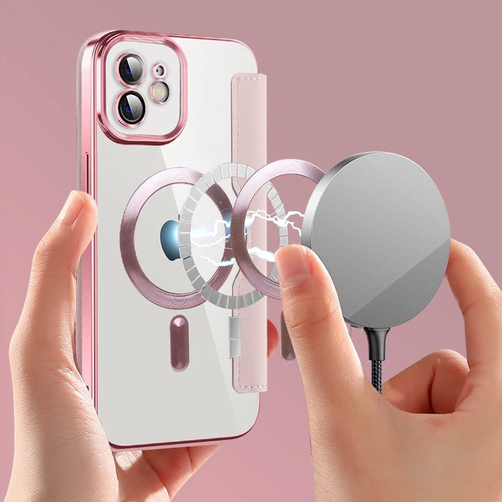 Wallet phone case suitable for iPhone 11 with [Credit Card Holder][RFID Blocking], compatible with magnetic wireless charging Green
