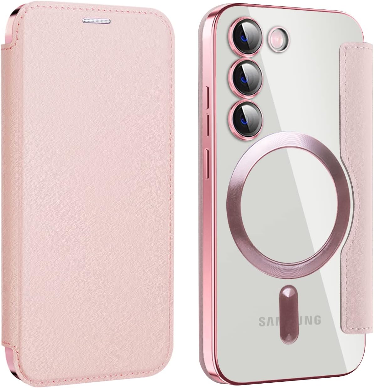 iTape Wallet phone case suitable for Samsung Galaxy S23 with [Credit Card Holder][RFID Blocking], compatible with magnetic wireless charging Green