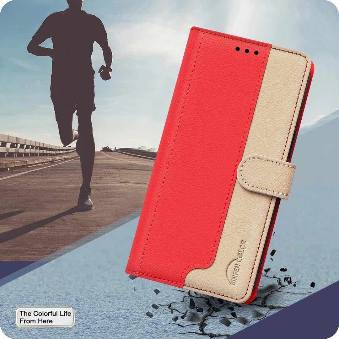iTape Colorblock Wallet Phone Case for Samsung Galaxy S25 Edge, Wallet Phone Case (RFID Anti-theft Swipe) Flip Stand, Credit Card Slot Wallet Blue