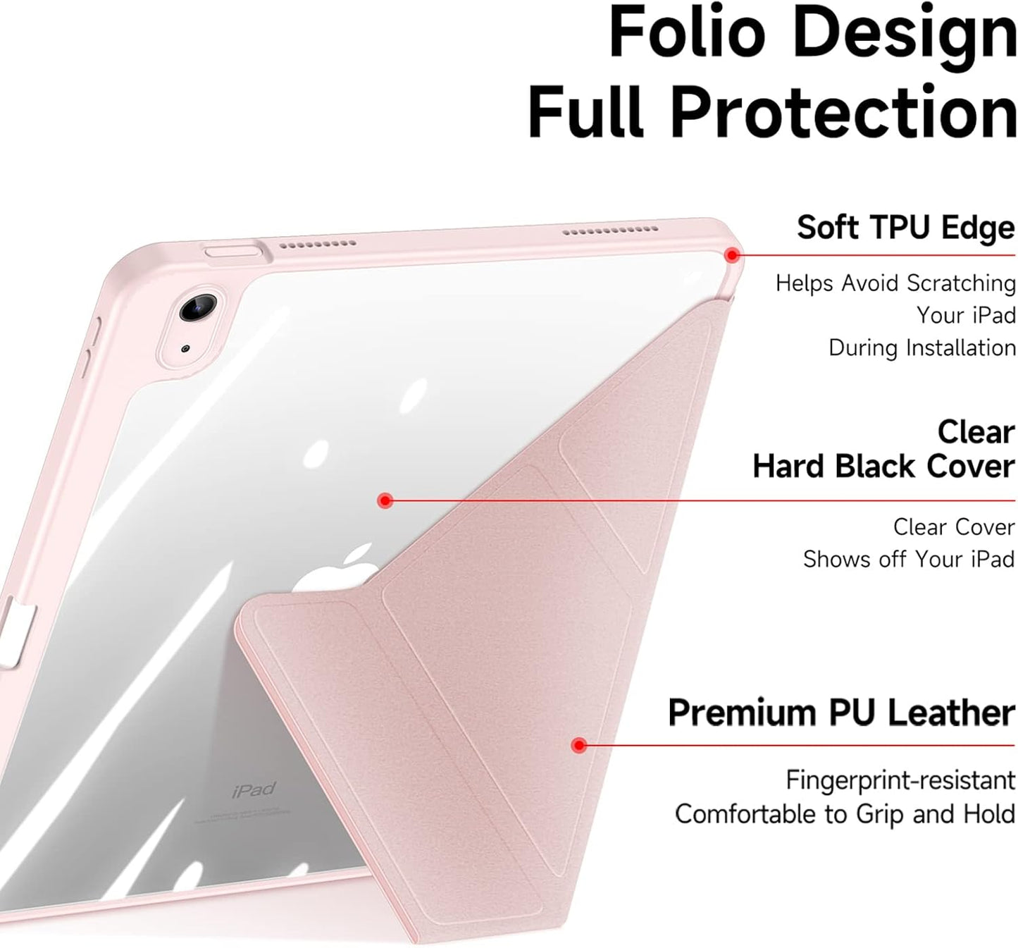 Magnetic protective case for Apple iPad Air 11 (2025), [Stand function] Ultra-thin smart case with automatic sleep wake function Pink