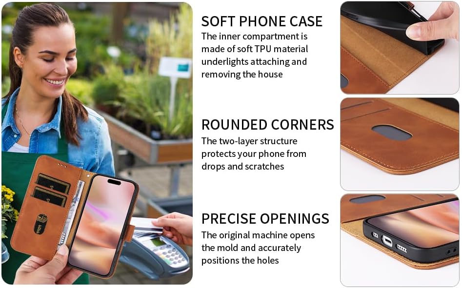 iTape Mobile phone case compatible with Samsung Galaxy S25 Edge. Soft touch flip holder credit card slot wallet phone case, shockproof and drop-proof Black