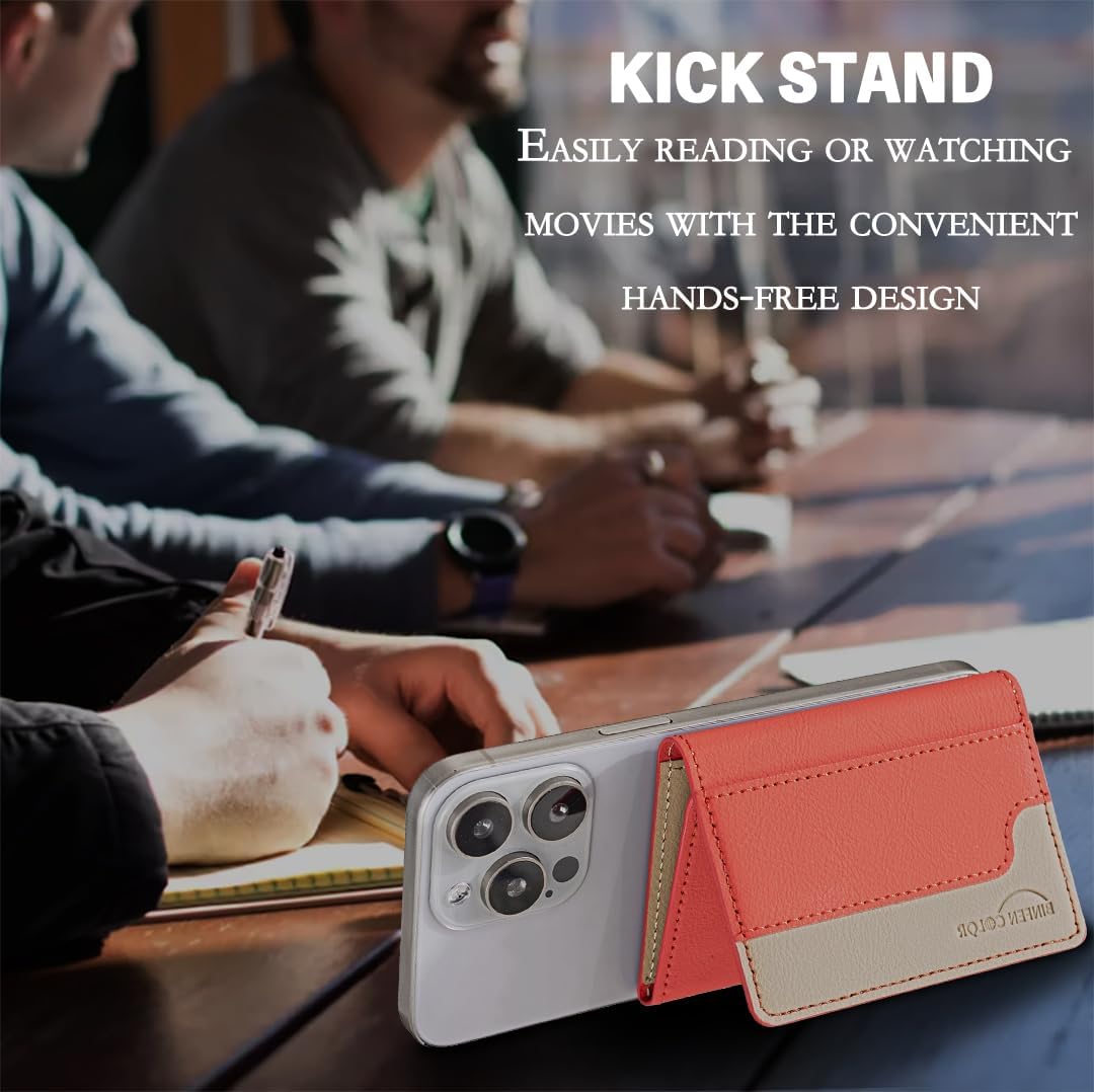 iTape Leather Magnetic Phone Wallet Compatible with Various Phone Models Android and iOS, Colorblock Horizontal Magnetic Card Holder Ultra-thin Wallet Card Holder Flip Stand Green