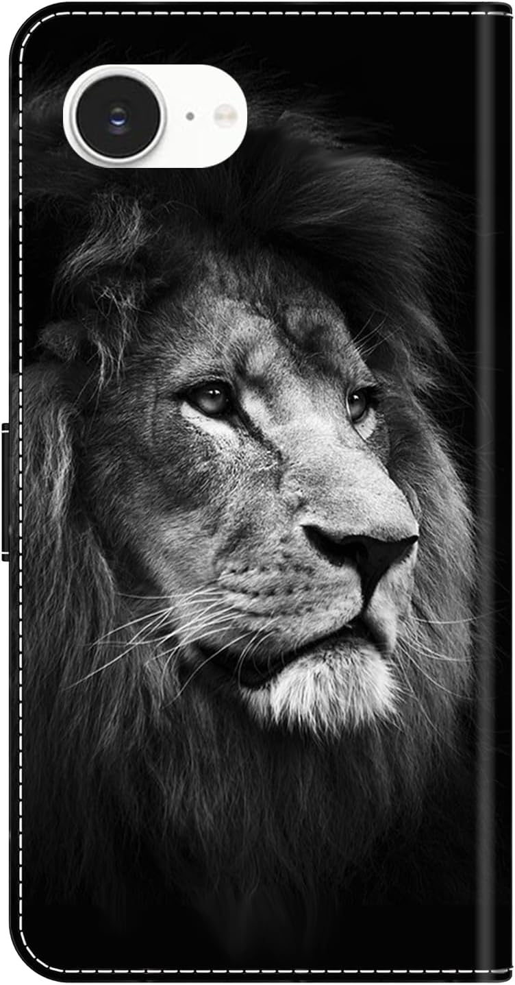 Graffiti wallet phone case for iPhone 16E, shockproof phone case, card slot wallet, flip stand phone case Mandala animal feather pattern