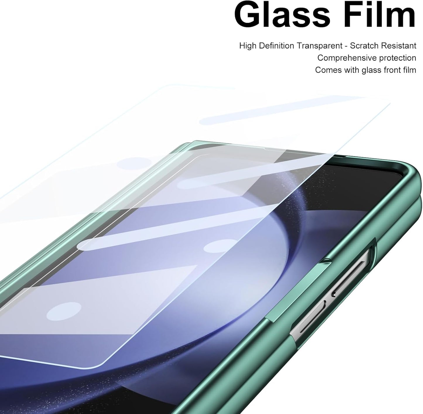 Lightweight phone case for Samsung Galaxy Z Fold5, hinged case supports wireless charging with lens protection, screen protector, complimentary stylus, drop-proof and fingerprint resistant