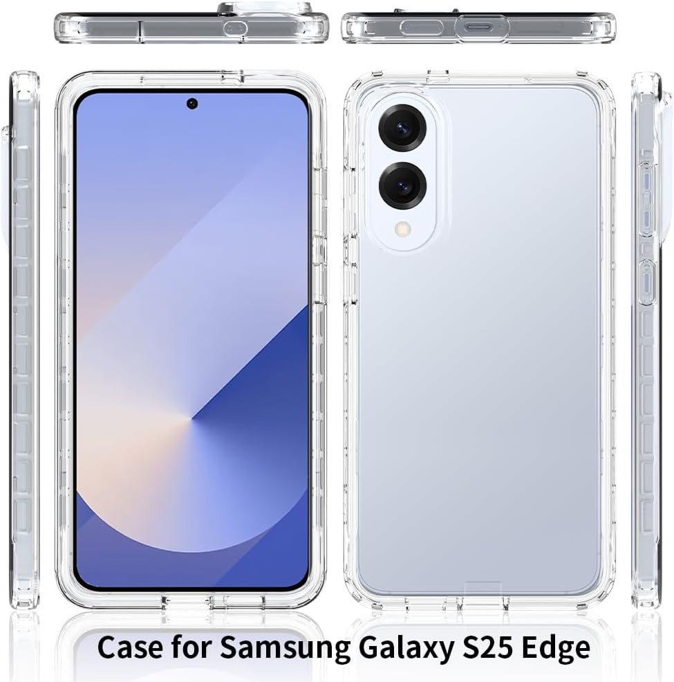 iTape 360° transparent silicone protective case for Samsung Galaxy S25 Edge, two-in-one mobile phone case to protect the screen, transparent protective mobile phone case