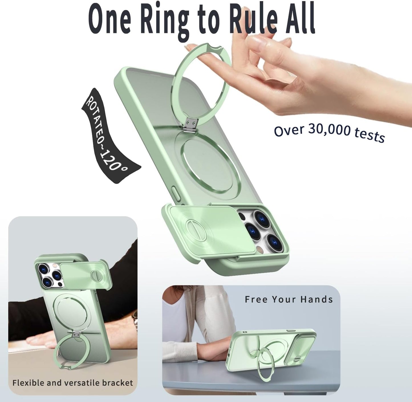 Magnetic mobile phone case for iPhone 15 Pro max, 360° rotating bracket supports wireless charging, camera sliding window protection, shockproof ultra-thin shell
