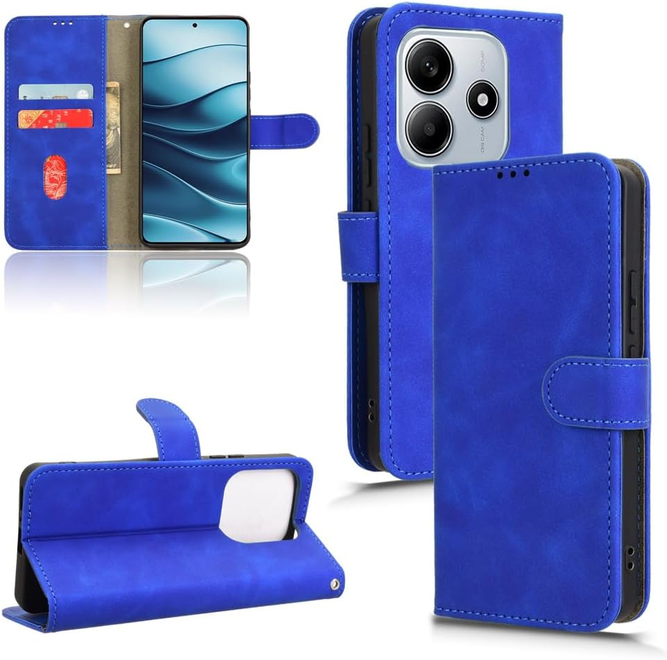 iTape Mobile phone case compatible with Xiaomi Redmi Note 14 4G. Soft touch flip holder credit card slot wallet phone case, shockproof and drop-proof Brown