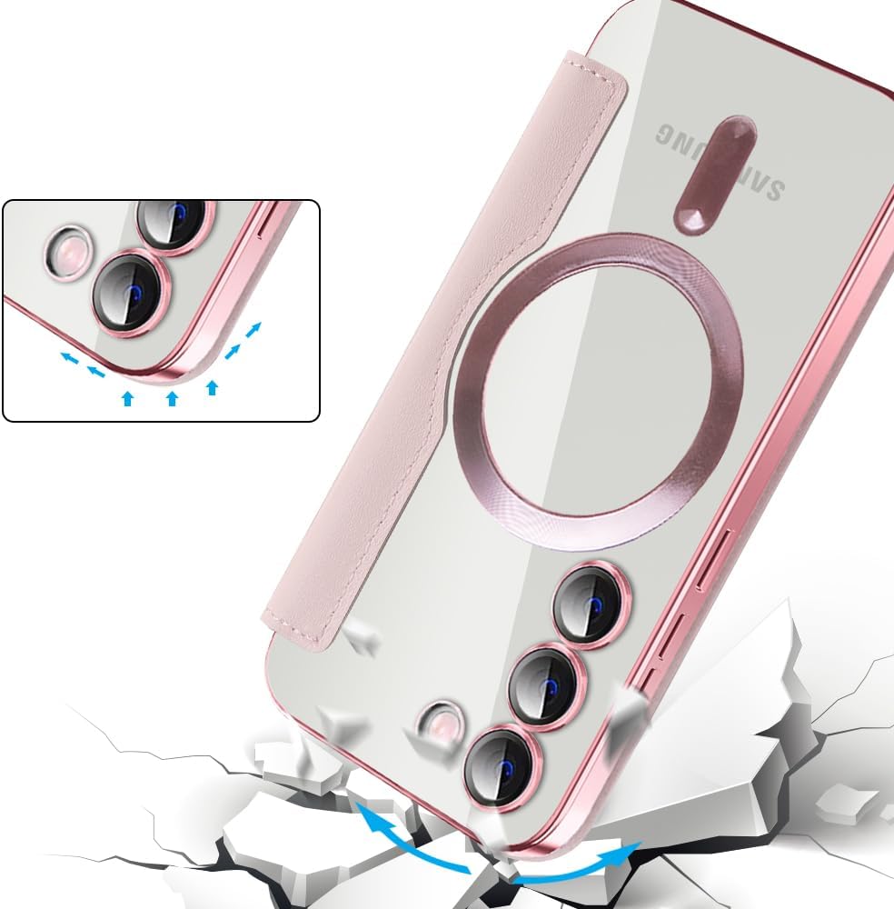 iTape Wallet phone case suitable for Samsung Galaxy S23 with [Credit Card Holder][RFID Blocking], compatible with magnetic wireless charging Green