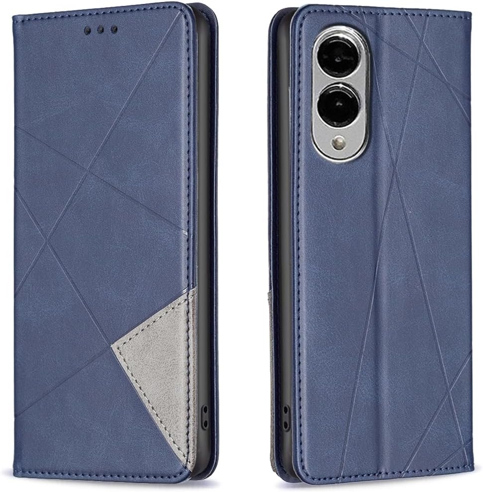 iTape Magnetic diamond-shaped leather phone case for Samsung Galaxy S25 Edge, magnetic closure wallet-style case, flip-top stand, provides shockproof protection Gray