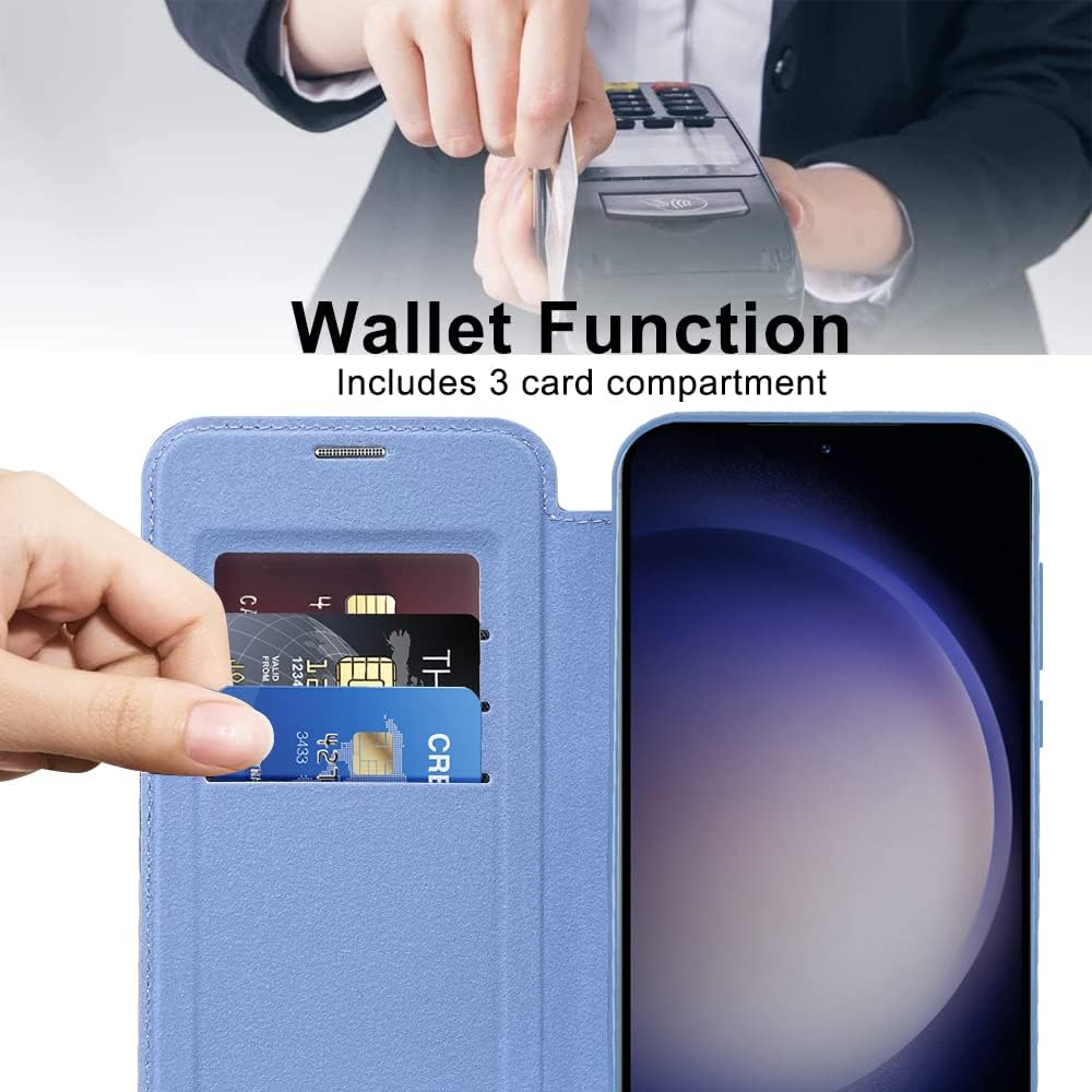 iTape Wallet phone case suitable for Samsung Galaxy S23 with [Credit Card Holder][RFID Blocking], compatible with magnetic wireless charging Green