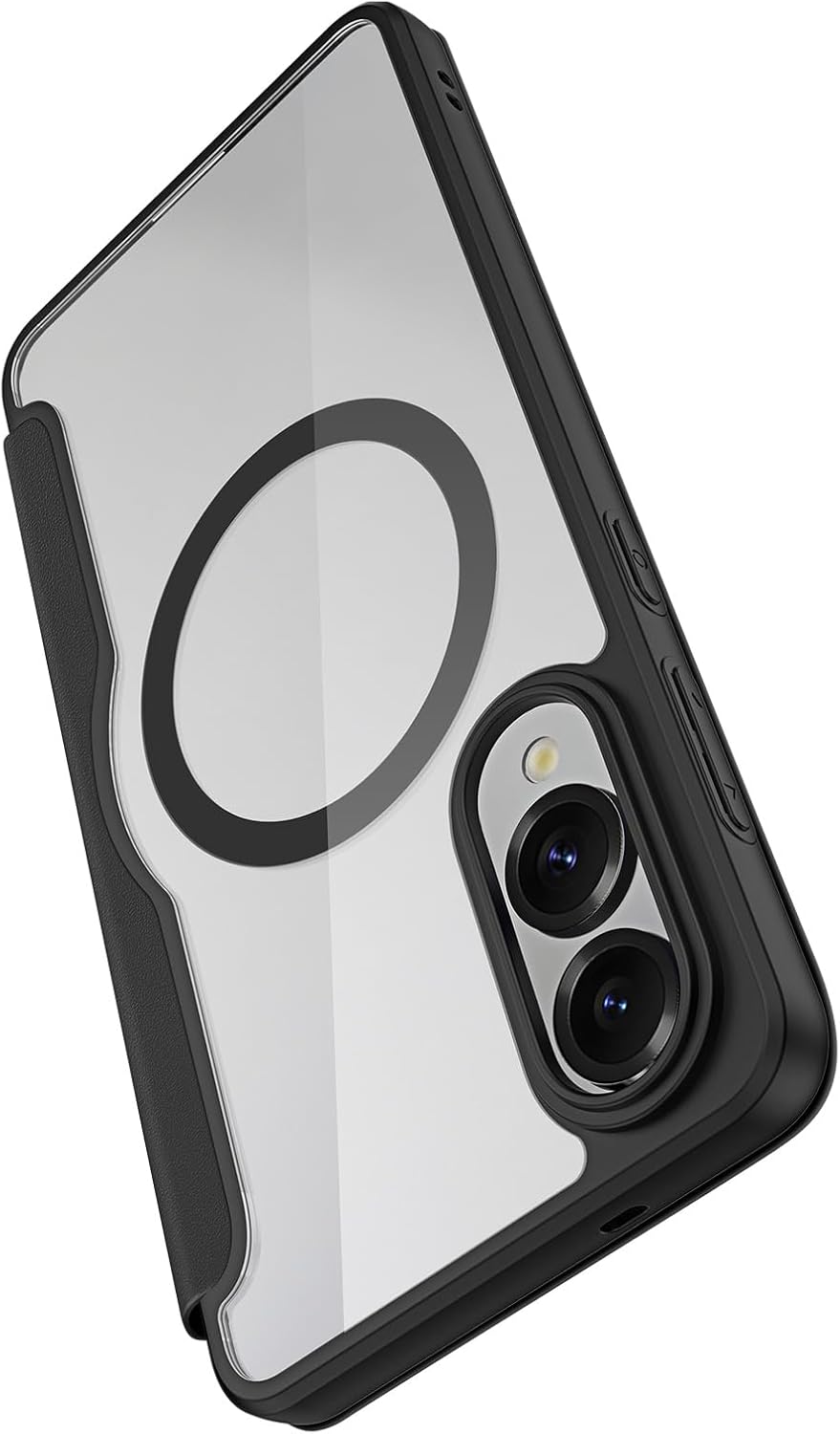 iTape Magnetic phone case for Samsung Galaxy S25 Edge, wireless charging + (FRID) anti-theft card slot, magnetic ring bracket, transparent back cover