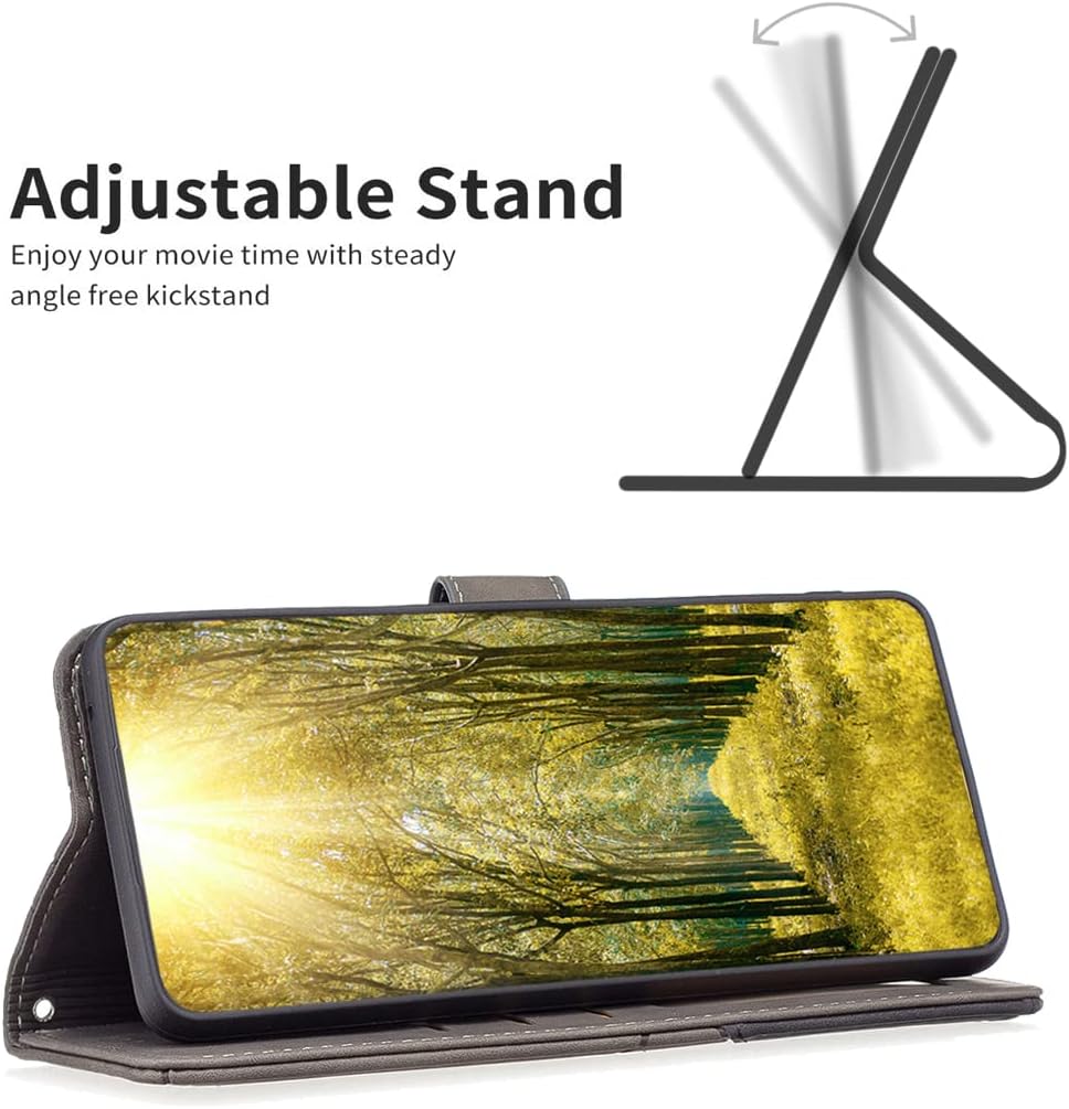 iTape Denim pebbled phone case for Samsung Galaxy S25 Edge, magnetic buckle wallet case, flip-top stand for shock protection Gray