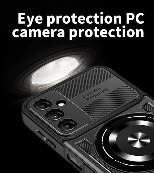 iTape Hard Plated PC Armor Cover for Samsung Galaxy A26 with 360° Rotating Metal Ring Strong Magnetic Car Mount Phone Case Support wireless charging