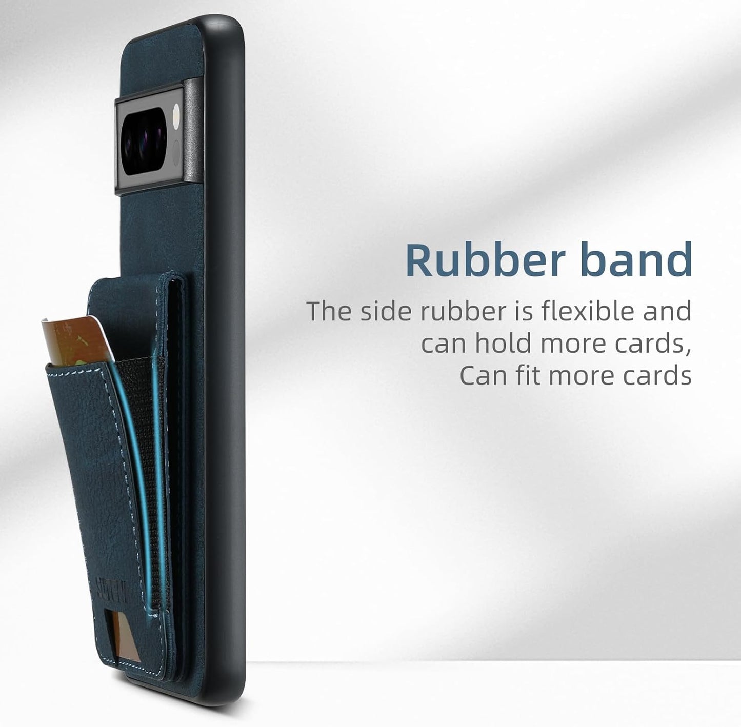 iTape Litchi Texture Phone Case for Google Pixel 8 Pro - Ultra-thin Simple Card Holder Phone Case with Stand Durable Buffer [Shockproof TPU Inner Shell] Black