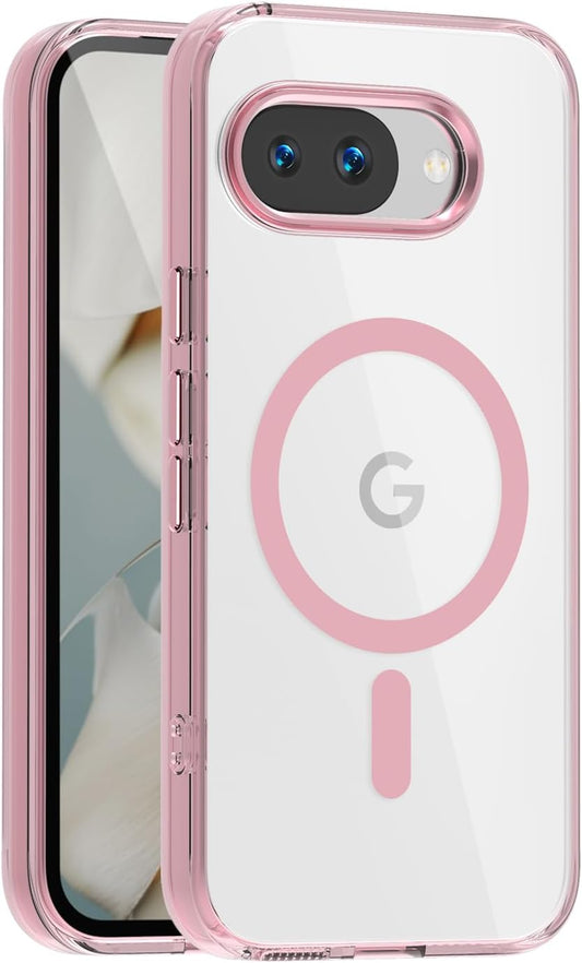 iTape Magnetic phone protective case for Google Pixel 9a, wireless charging, magnetic car shockproof phone case, anti-scratch Pink