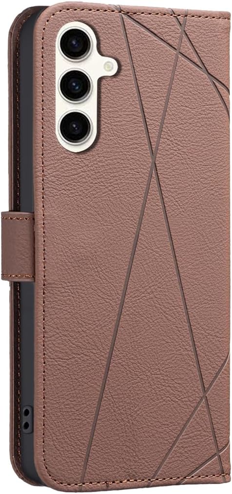 iTape Wallet phone case for Samsung Galaxy S24, RFID anti-theft wallet, pressed edge leather case flip cover stand Brown
